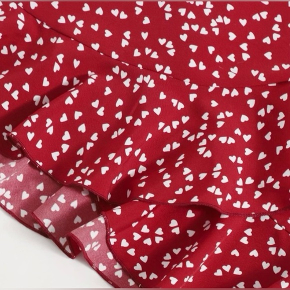 SHEIN VCAY Allover Heart Print Ruffle Detail Wrap Cami Dress - Picture 4 of 10